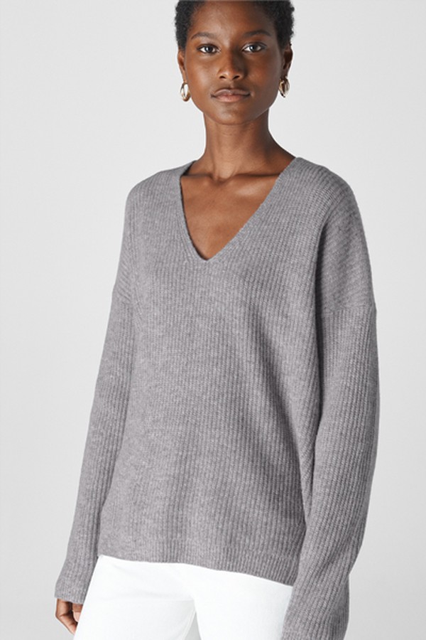 Oversized V-Neck Merino Wool Jumper from Whistles