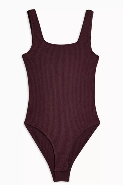 Square Neck Ribbed Bodysuit