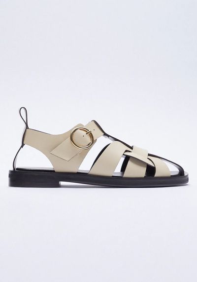 Flat Leather Sandals from Zara