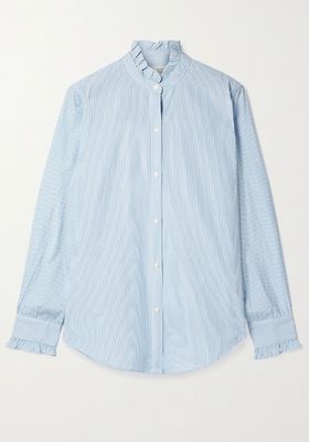 Lydia Ruffled Striped Cotton-Poplin Shirt