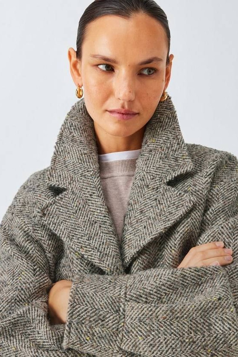 Wool Blend Textured Cropped Bomber Jacket from John Lewis