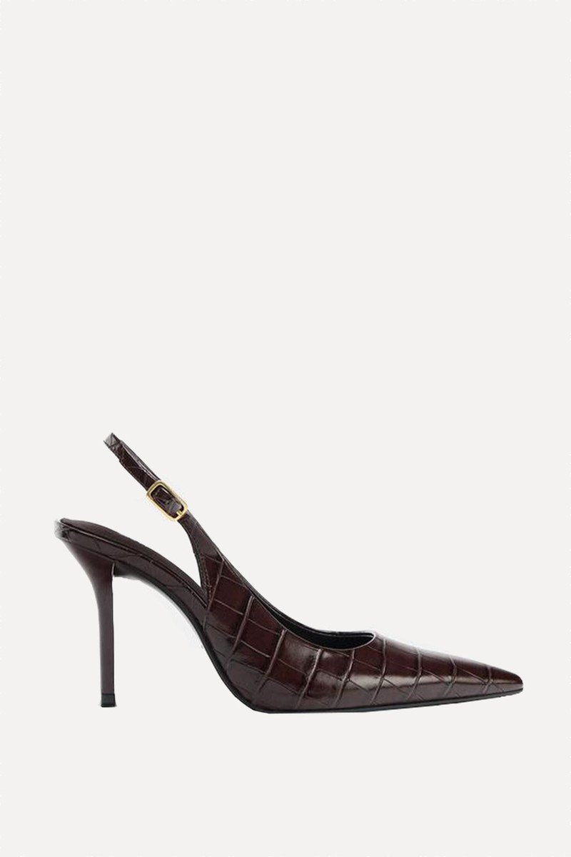 Embossed Slingback Shoes 