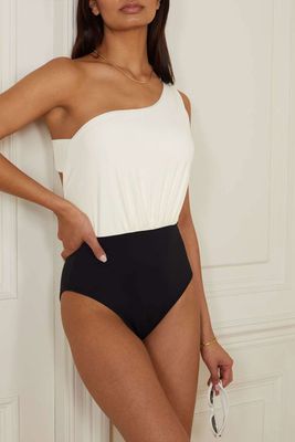 Calypso One-Shoulder Two-Tone Swimsuit from Zeus+Dione