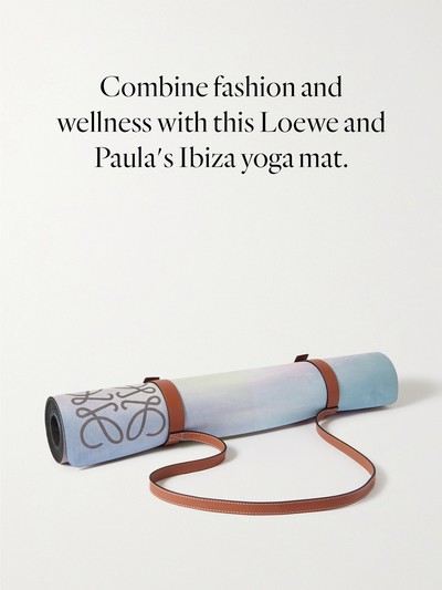 Paula's Ibiza Leather-Trimmed Printed Rubber Yoga Mat from Loewe