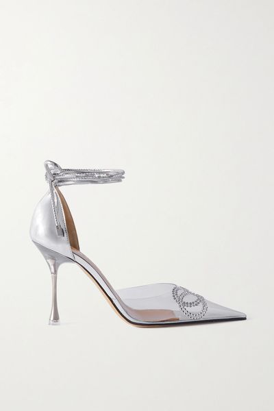 Crystal-Embellished PVC And Metallic Leather Pumps from Mach & Mach