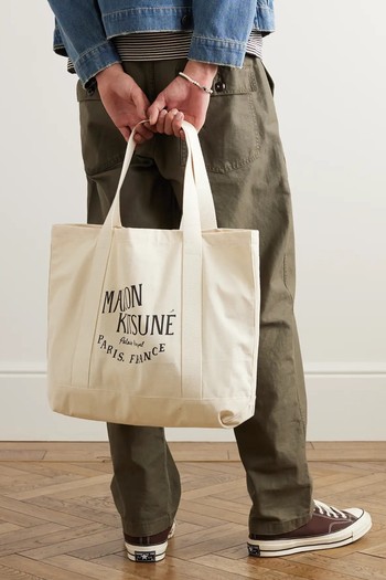 Palais Royal Logo-Print Cotton-Canvas Tote Bag from Maison Kitsuné