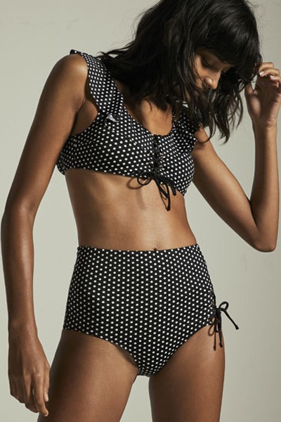 Black High-Waist Mini Polka Dot Bikini Bottoms from Oysho