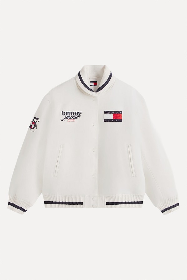 Canvas Back Logo Oversized Varsity Jacket