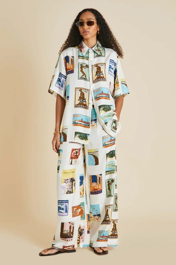 Alabama Cadmus Ivory Postcard Pyjamas, £560 | Olivia Von Halle