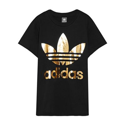 Trefoil Metallic Printed Cotton-Jersey T-shirt from Adidas Originals