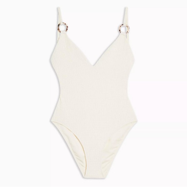 Ivory Shirred Ring Swimsuit