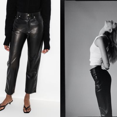 Double Leg Belted Leather Trousers