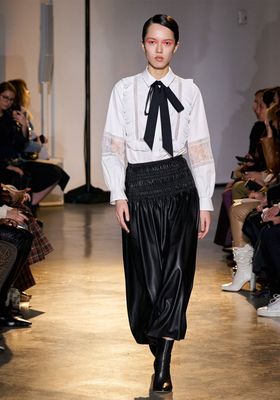 Faux Leather Shirred Midi Skirt, £270 | Self-Portrait