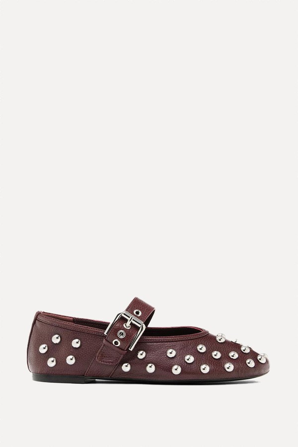 Ballet Flats With Studded Buckles from Massimo Dutti