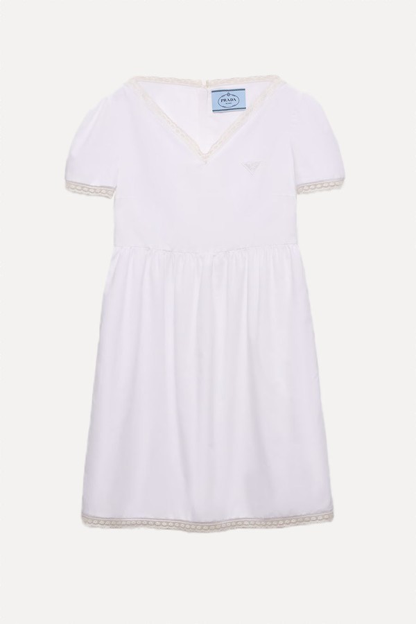 Embroidered Vintage-Look Fabric Mini-Dress from Prada