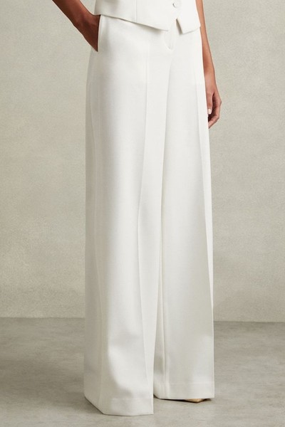 Wool Blend Wide Leg Tux Trousers