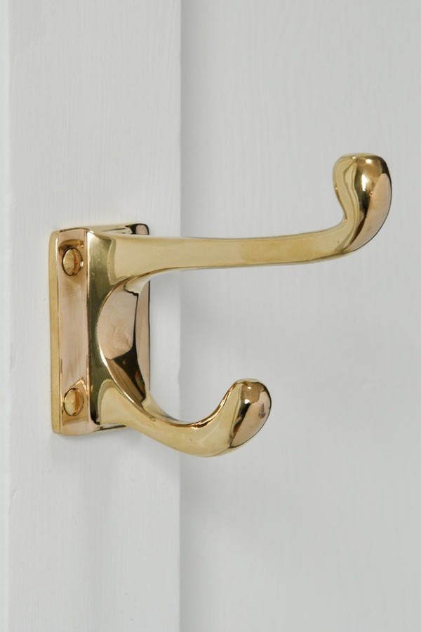 Polished Brass Double Coat Hook from Willow & Stone