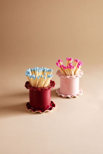 Frilly Ceramic Matchstick Pot from Quinn Says