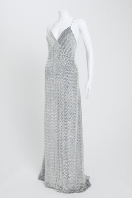 Silver Printed Evening Gown from Galvan