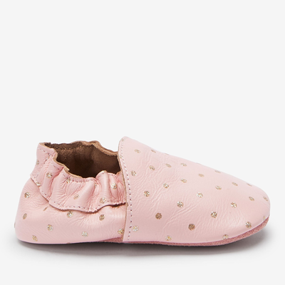 Pink Leather Little Luxe™ Slip-On Pram Shoes