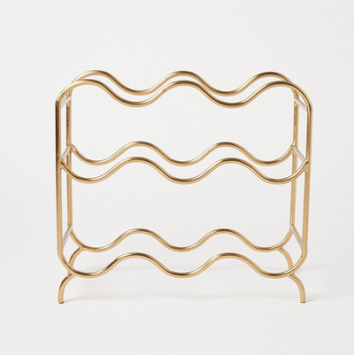 Gold Metal Freestanding Wine Rack from Oliver Bonas