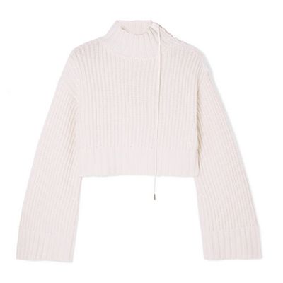 Aviation Cropped Ribbed Wool-Blend Turtleneck Sweater from Dion Lee