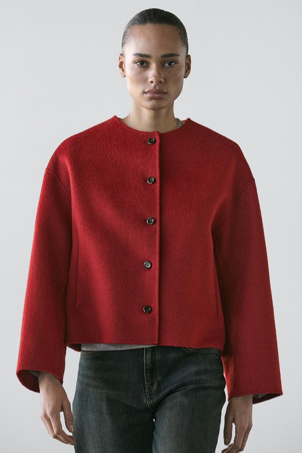 Wool Blend Jacket With Seams from Massimo Dutti