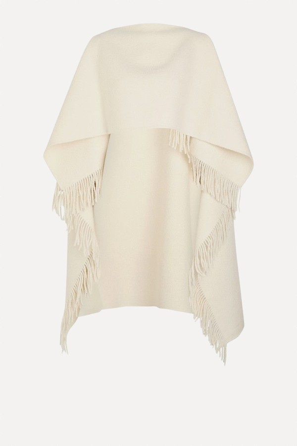 Fringed Wool-Blend Poncho from Toteme