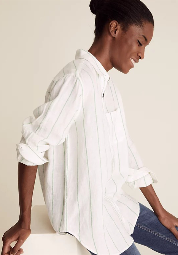 Pure Linen Striped Oversized Shirt