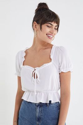 Riley Ruffle Tie-Front Blouse from Urban Outfitters