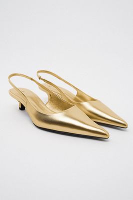 Metallic Leather Slingback Shoes from Zara