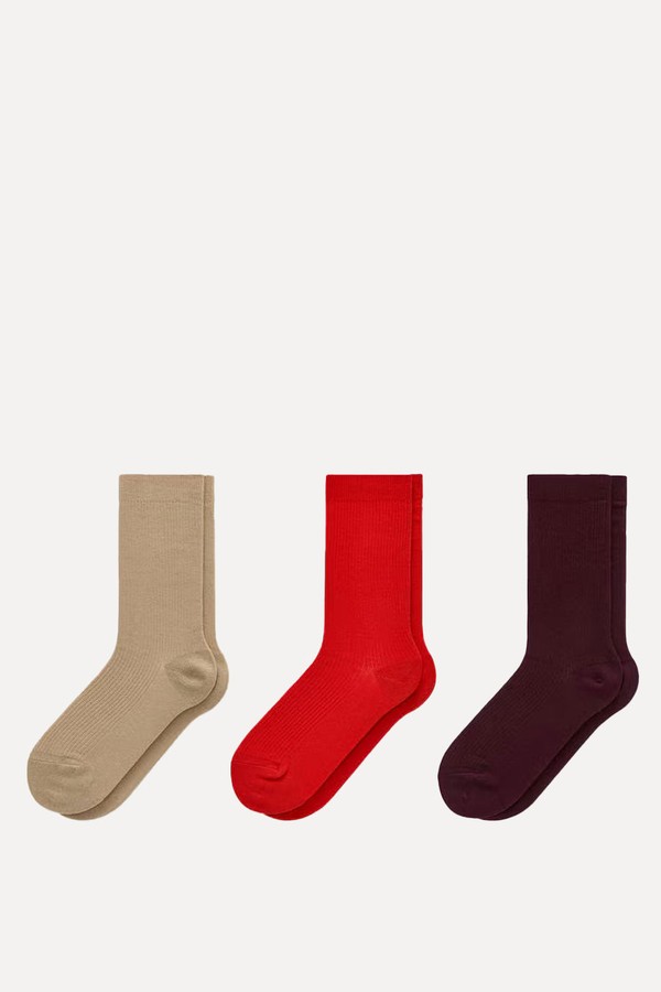 Set Of 3 Cotton Rib Socks from ARKET