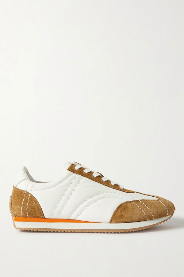 The Sport Leather-Trimmed Suede & Twill Sneakers from Toteme
