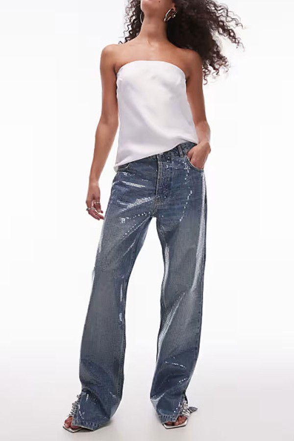 Straight Leg Embellished Front Jeans from Mango