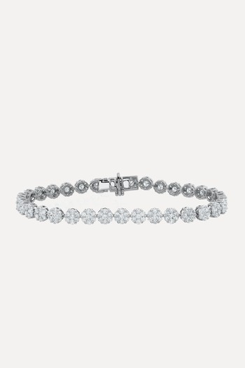 5ct Cluster Lab Diamond Tennis Bracelet H/Si Set In 18K White Gold