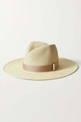 Jeanne Recycled Cotton Sateen-Trimmed Straw Fedora from Gigi Burris