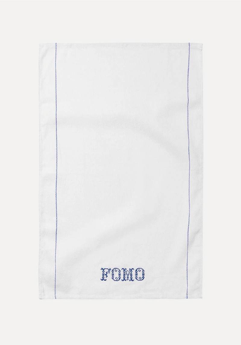 FOMO Embroidered Tea Towel