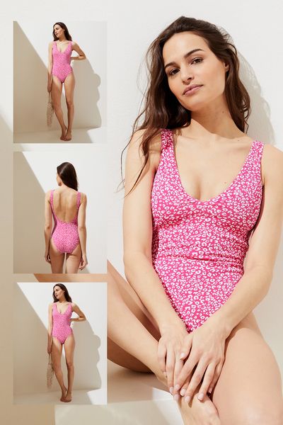 Printed Ribbed Swimsuit