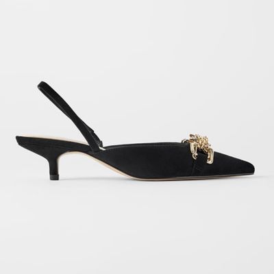 High Heel Metallic Mules from Zara