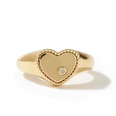 Mini Diamond & 9kt Gold Signet Ring from Yvonne Léon