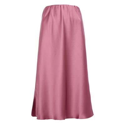 Zarina Dusty Pink Satin Midi Skirt from Nanushka