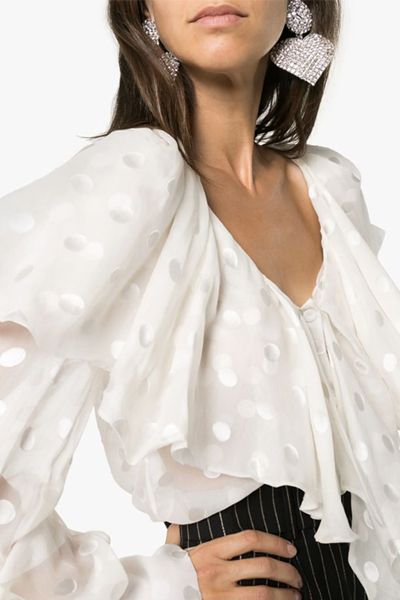 Ruffled Polka Dot Silk Blouse from Alexandre Vauthier