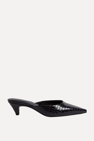 Croc Kitten Heel Mules