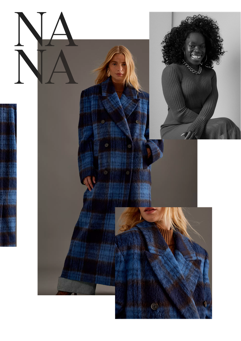 Double-Breasted Wool Check Maxi Coat from Anthropologie