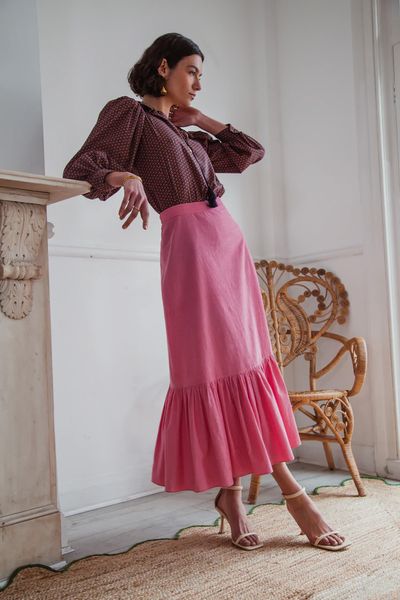 Cropped Rose Nalini Corduroy Skirt from Beulah