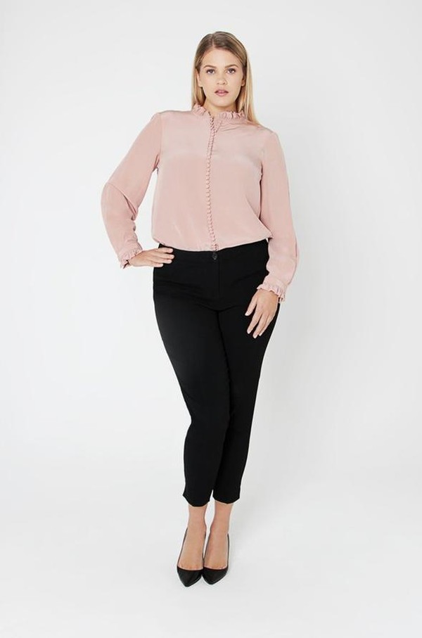 Black Crepe Satin Tailored Trousers