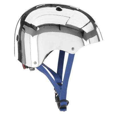 Bike Helmet In Chrome With Navy Strap