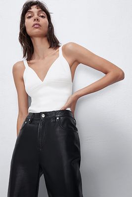 Knit Crop Top White from Zara