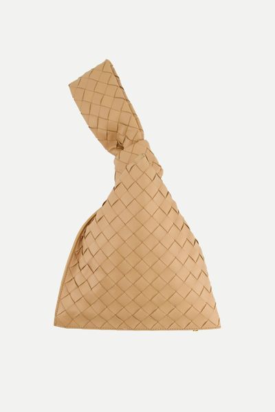 Intrecciato Beige Calfskin Twisted Knot Bag from Bottega Veneta