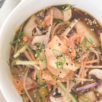Kimchi, Mushroom & Noodle Broth